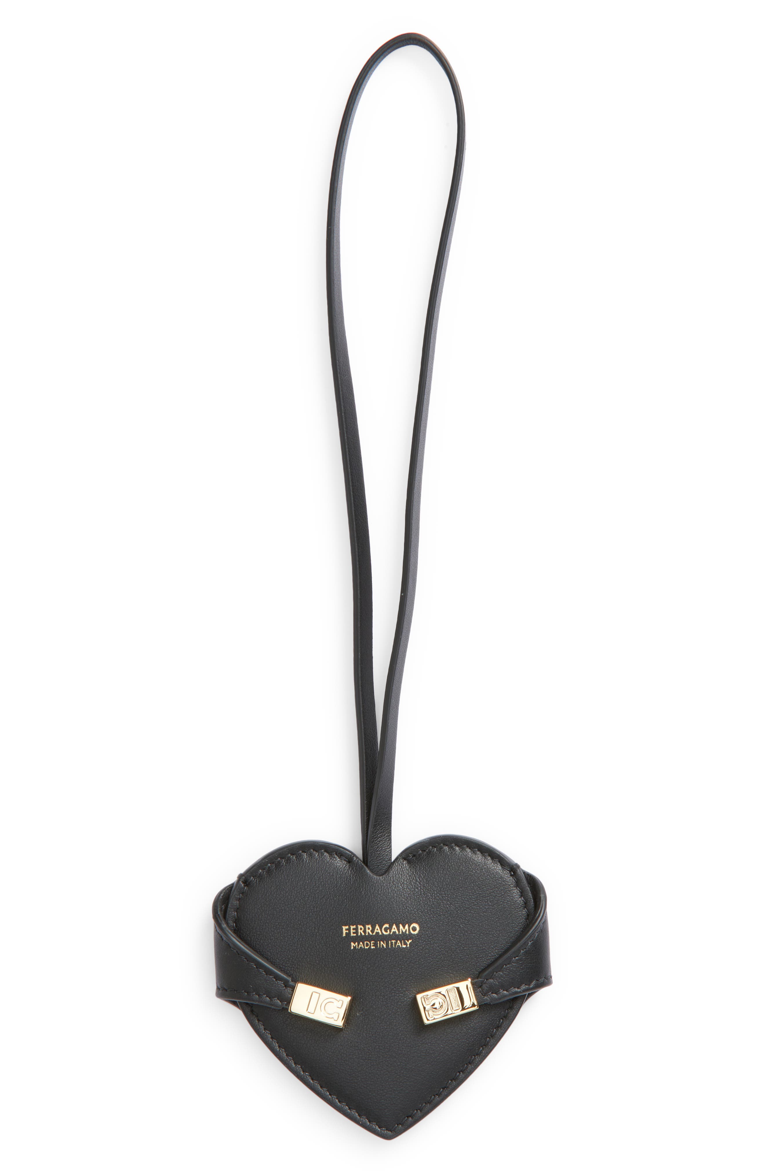 FERRAGAMO Charm Cuore Mirror Bag Charm, Main, color, Nero