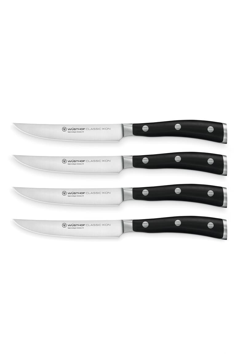 Classic Ikon 4-Piece Steak Knife Set, Main, color, BLACK