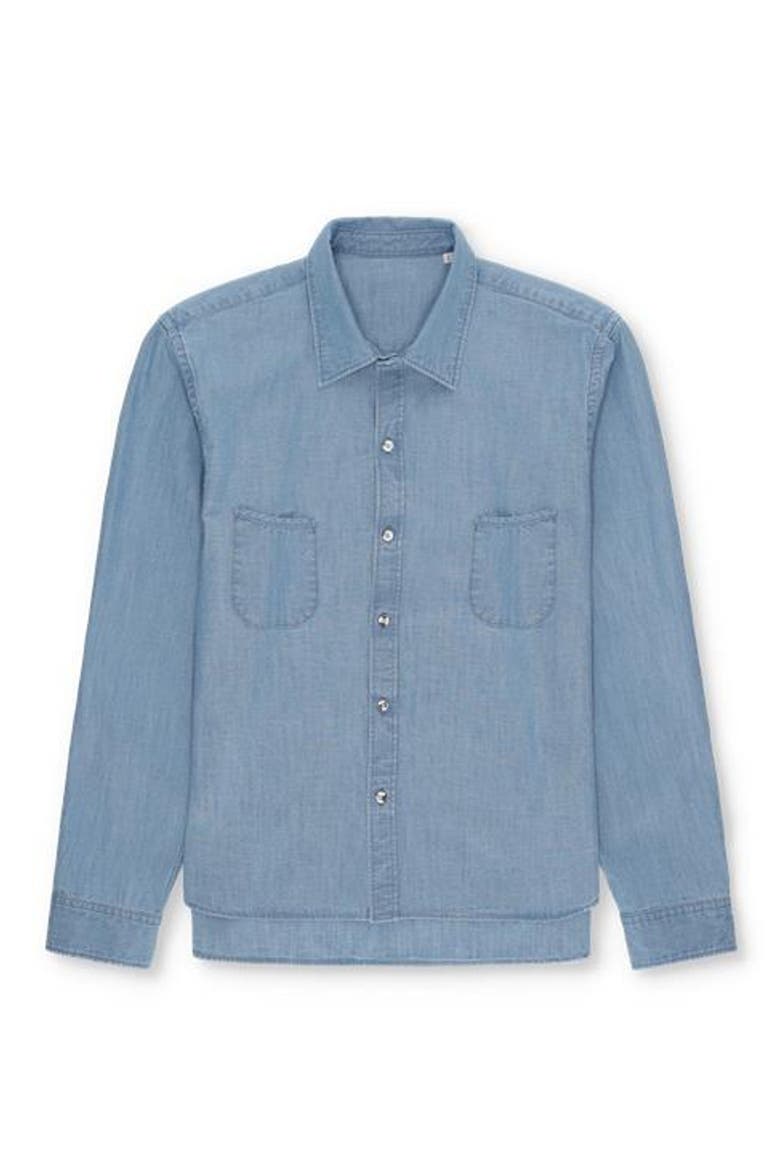 Liam Cotton Chest Pocket Shirt Stondato, Main, color, LIGHT BLUE