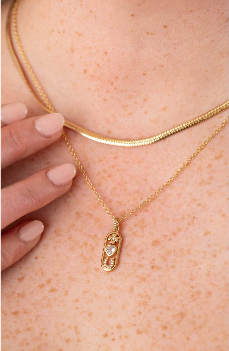 Alex and Ani Love Luck Pendant Necklace, Alternate, color, Gold