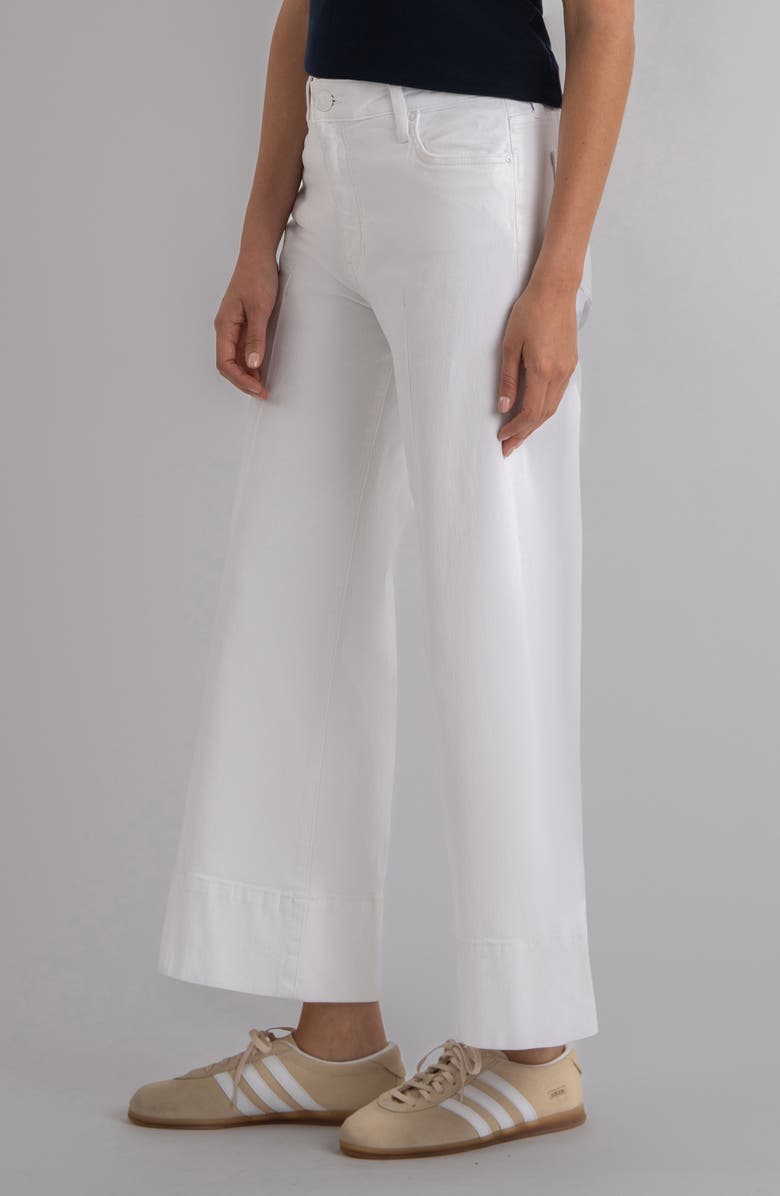 KUT from the Kloth Meg Coated Pintuck High Waist Ankle Wide Leg Jeans, Alternate, color, Optic White
