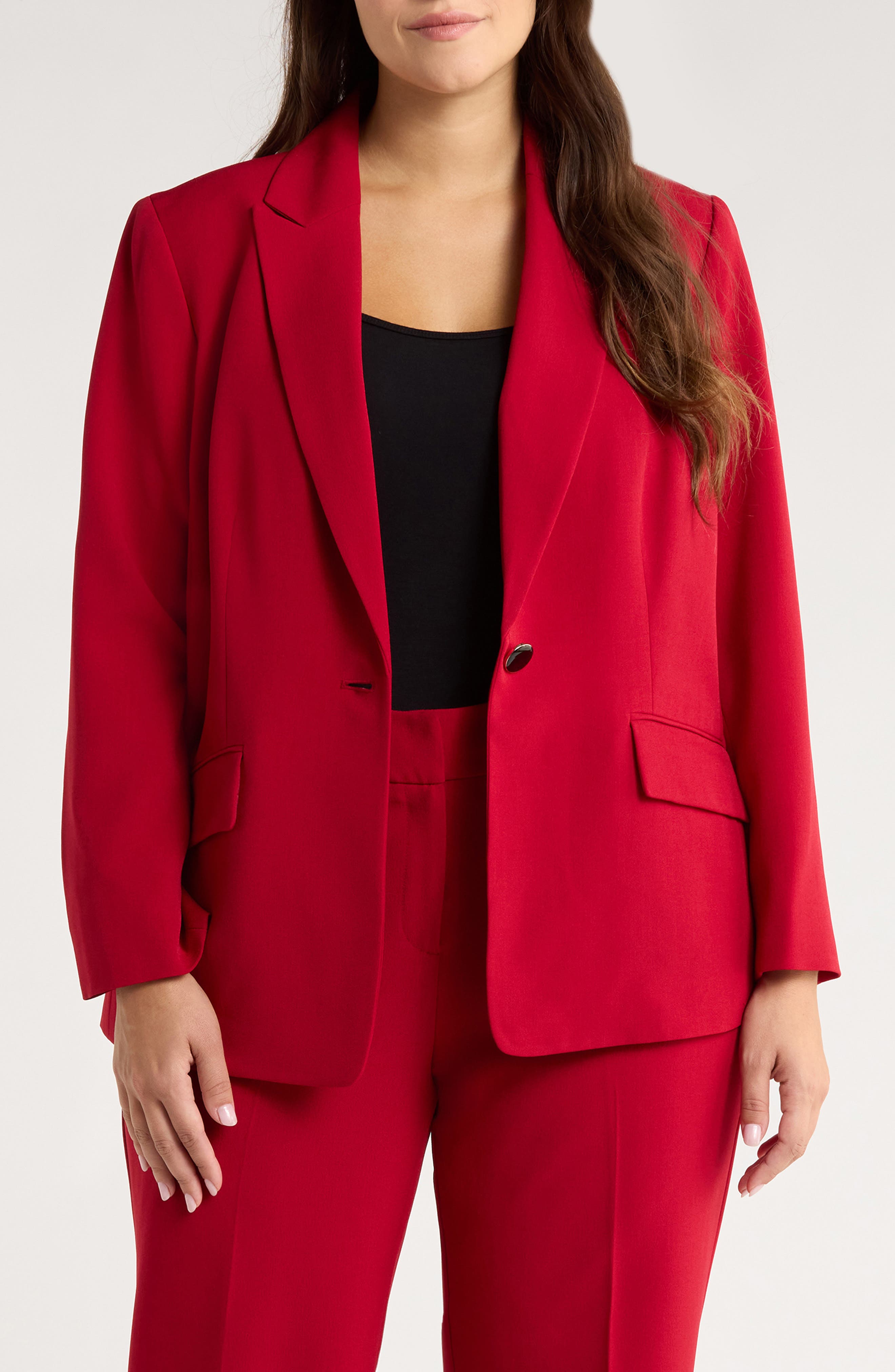 Peak Lapel One-Button Blazer