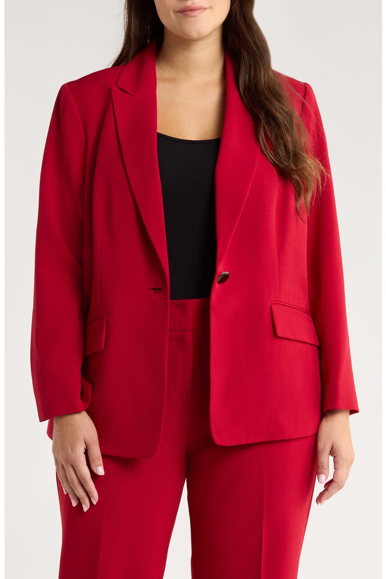 Peak Lapel One-Button Blazer, Main, color, FIRE RED
