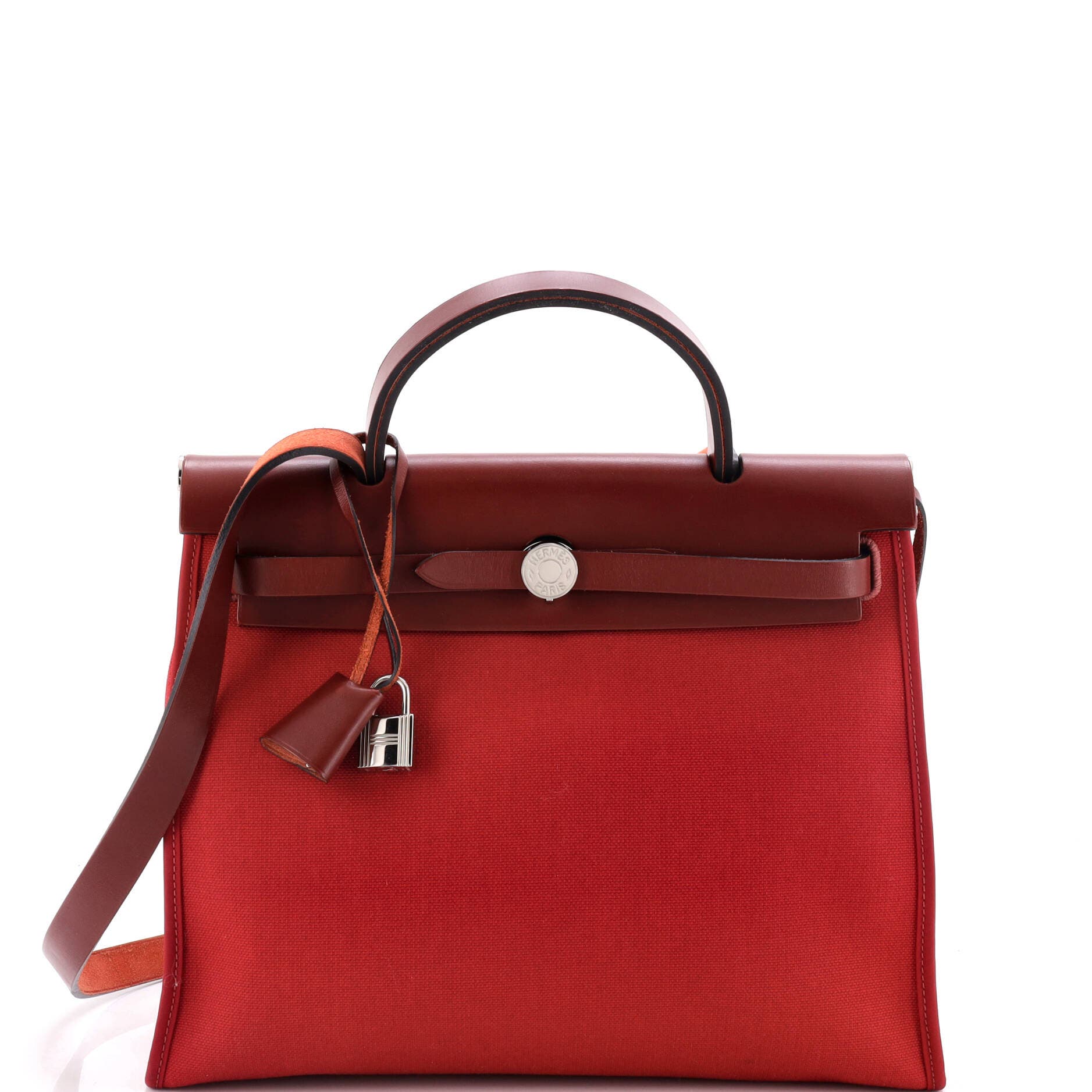 Herbag Zip Leather and Toile 31, Main, color, Red