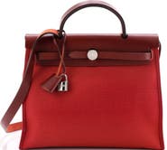 Pre-Owned Hermes Herbag Zip Leather and Toile 31