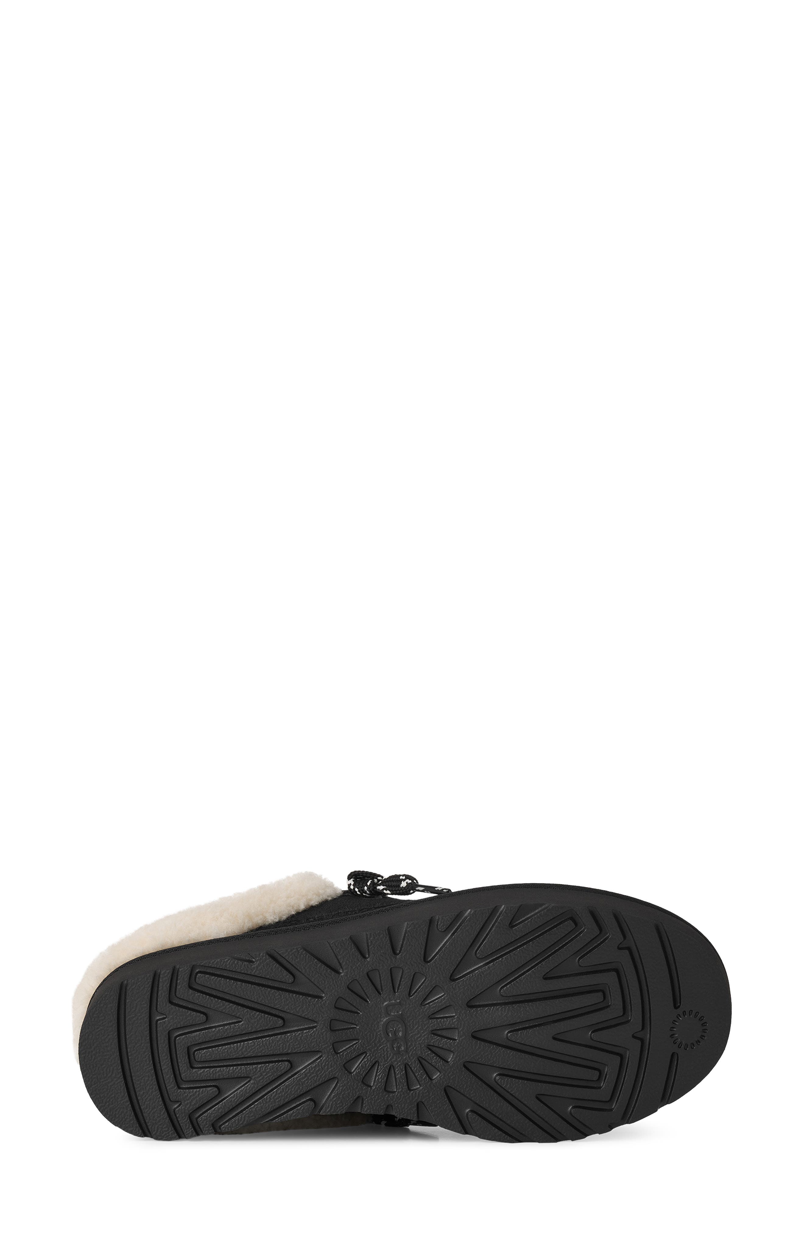 Lowmel Genuine Shearling Lined Lace-Up Mule, Alternate, color, BLACK