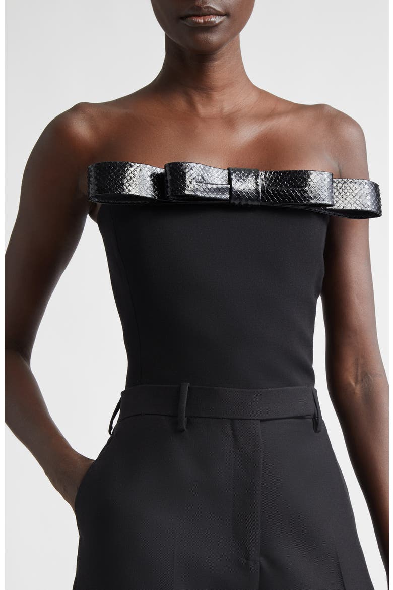 Wool Grain de Poudre Strapless Top, Alternate, color, BLACK