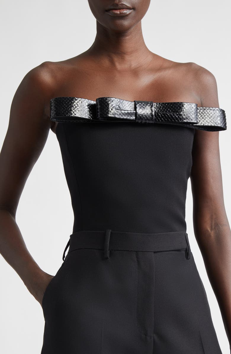 TOM FORD Wool Grain de Poudre Strapless Top, Alternate, color, Black