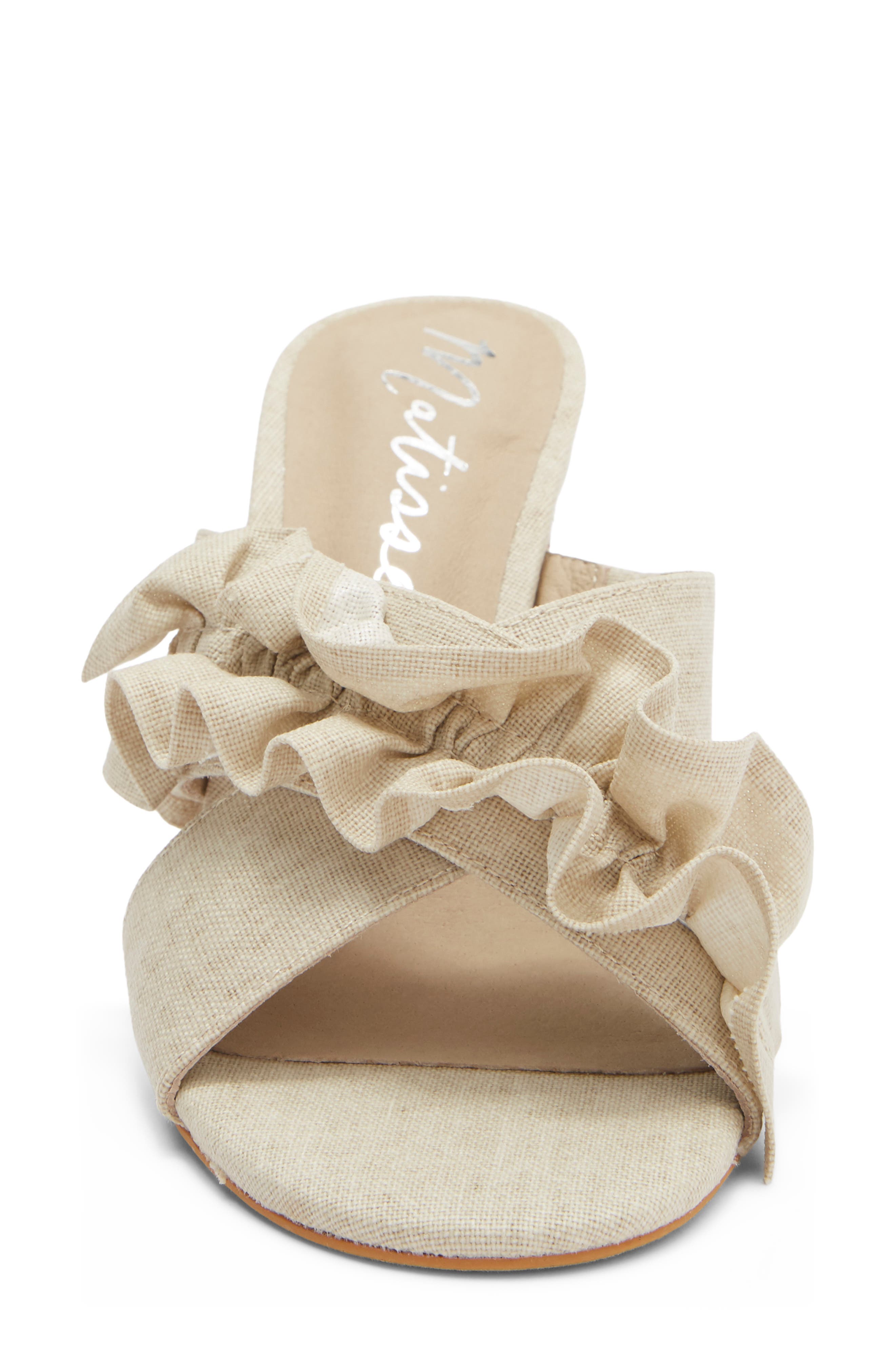 Ruffle Strap Block Heel Mule Sandal, Alternate, color, NATURAL