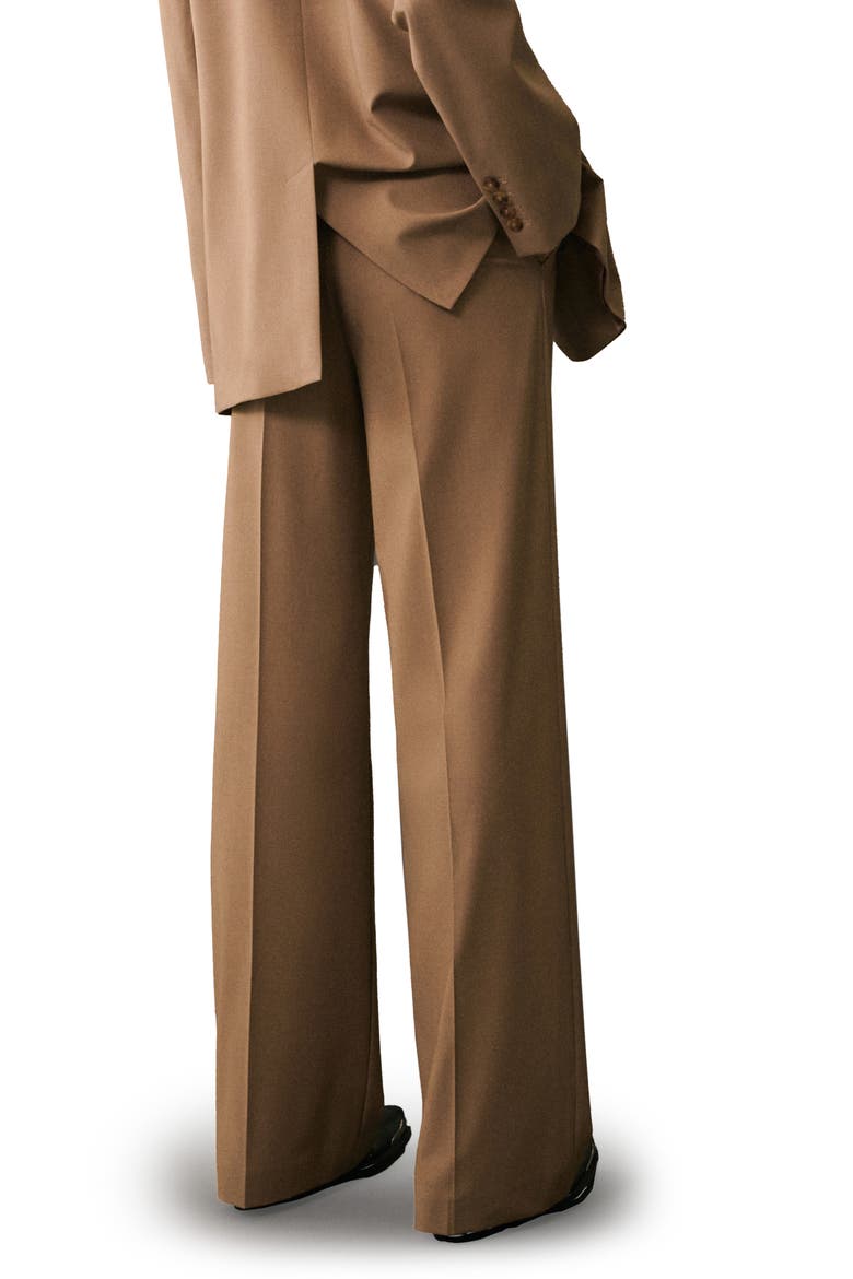 Pleat Front Wide Leg Suit Pants, Alternate, color, MEDIUM BROWN