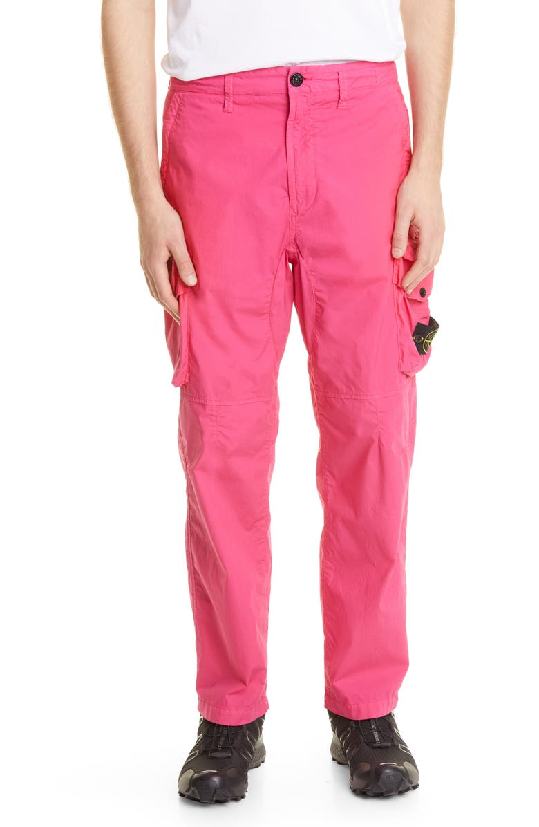 Stone Island Logo Patch Stretch Cotton Cargo Pants, Main, color,
