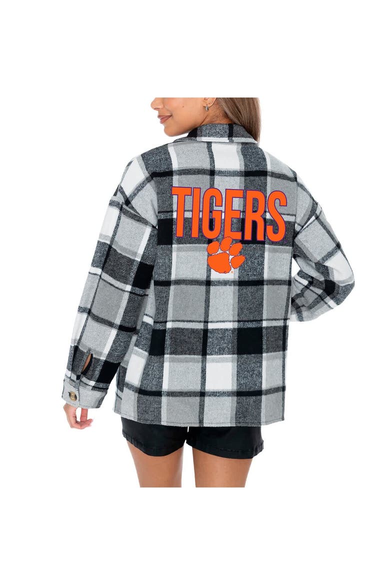 Women's Gameday Couture Gray Clemson Tigers End Zone Game Flannel Button-Up Shirt, Alternate, color, Gray