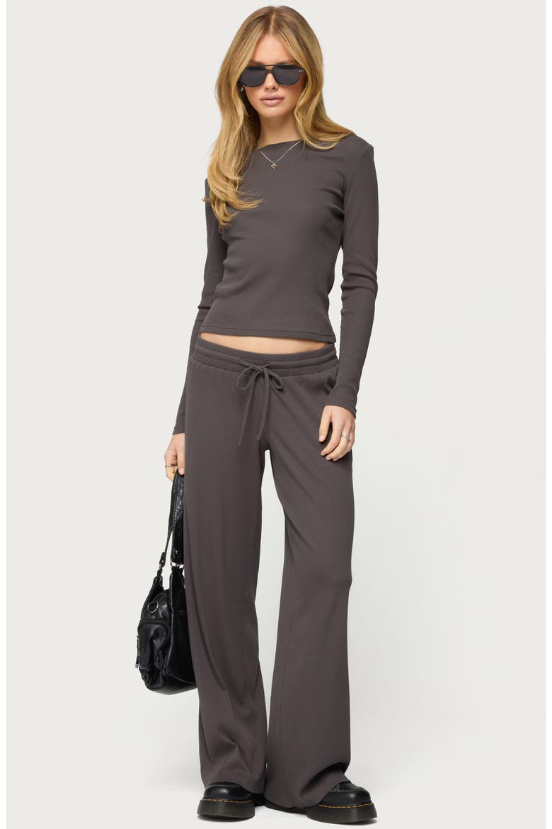Cicilia Rib Drawstring Pants, Alternate, color, DARK-GRAY