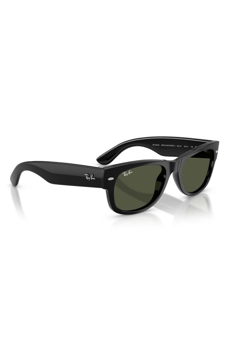 Ray-Ban Mega Wayfarere II Square Sunglasses, Alternate, color, Black / Green