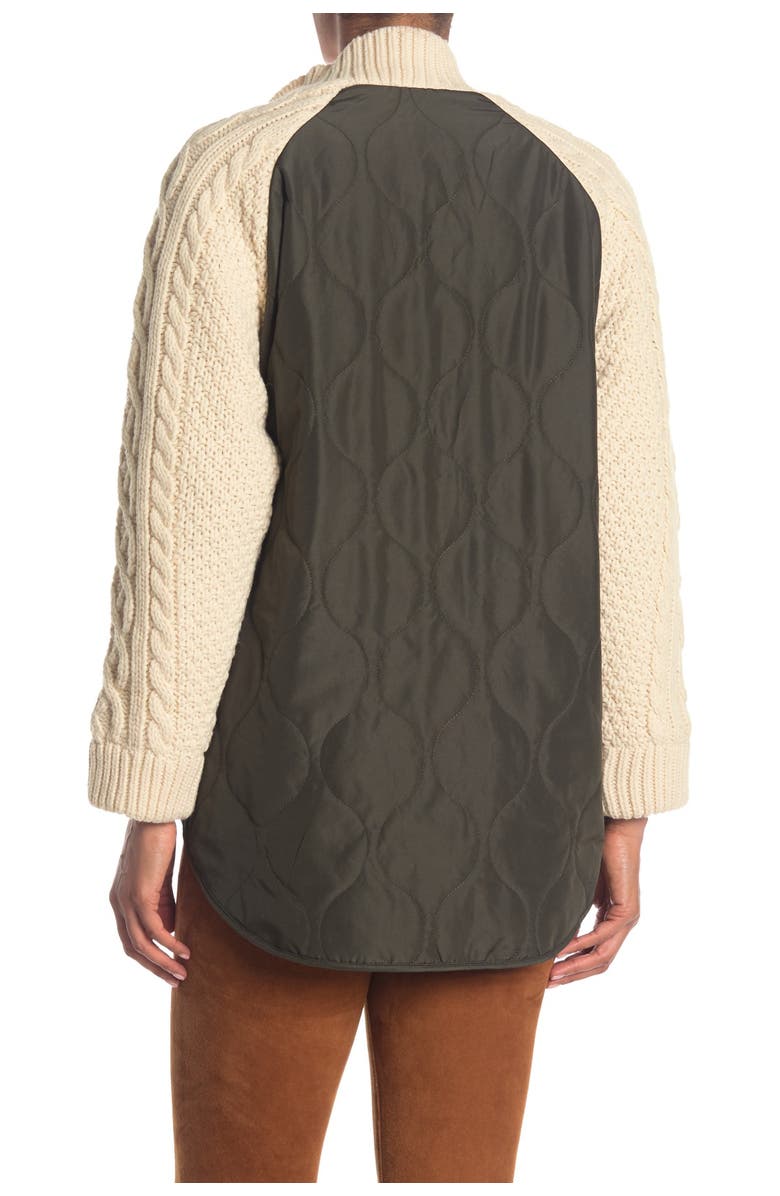 BOUNDLESS NORTH Eden Cable Knit Faux Shearling Quarter Zip Pullover, Alternate, color,