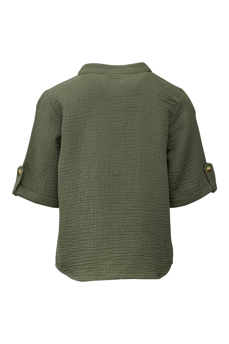 Kids' Frankie Cotton Gauze Henley Top, Alternate, color, GREEN