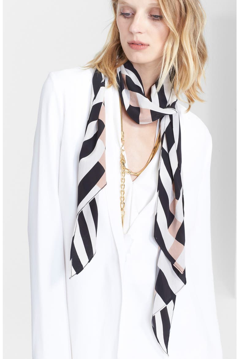 Print Silk Crepe Scarf, Main, color, NUDE