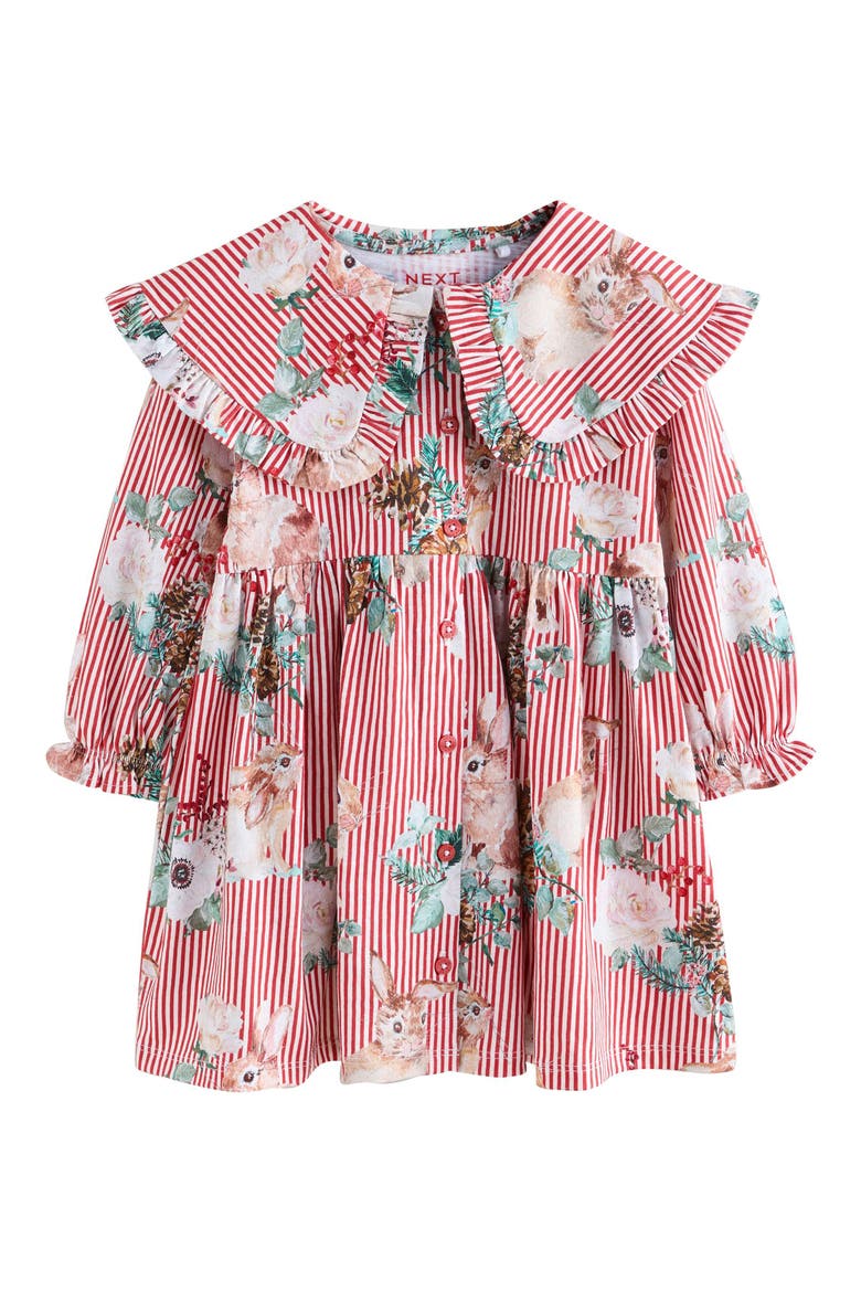 Kids' Bunny Stripe Long Sleeve Cotton Dress, Main, color, MULTI