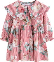 NEXT Kids' Bunny Stripe Long Sleeve Cotton Dress