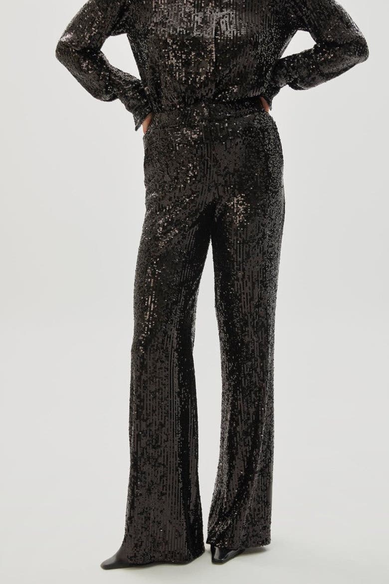 Arvid Pants  Sequin Embellished Lined Wide Leg Pants, Alternate, color, BLACK