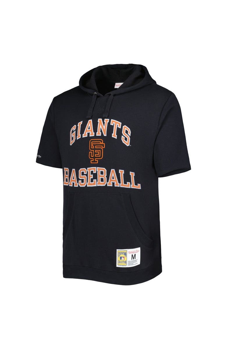 Mitchell & Ness Men's Mitchell & Ness Black San Francisco Giants Cooperstown Collection Washed Fleece Pullover Short Sleeve Hoodie, Alternate, color, 