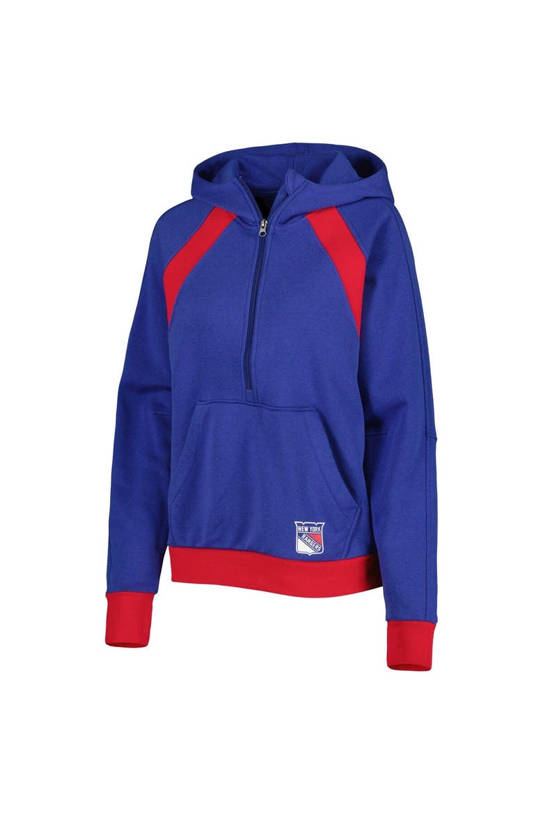 Women's Starter Blue New York Rangers Wishbone Half-Zip Hoodie, Alternate, color, Blue