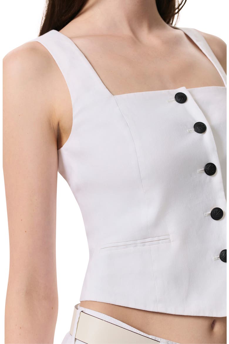 Mariana Square Neck Linen Blend Vest, Alternate, color, WHITE