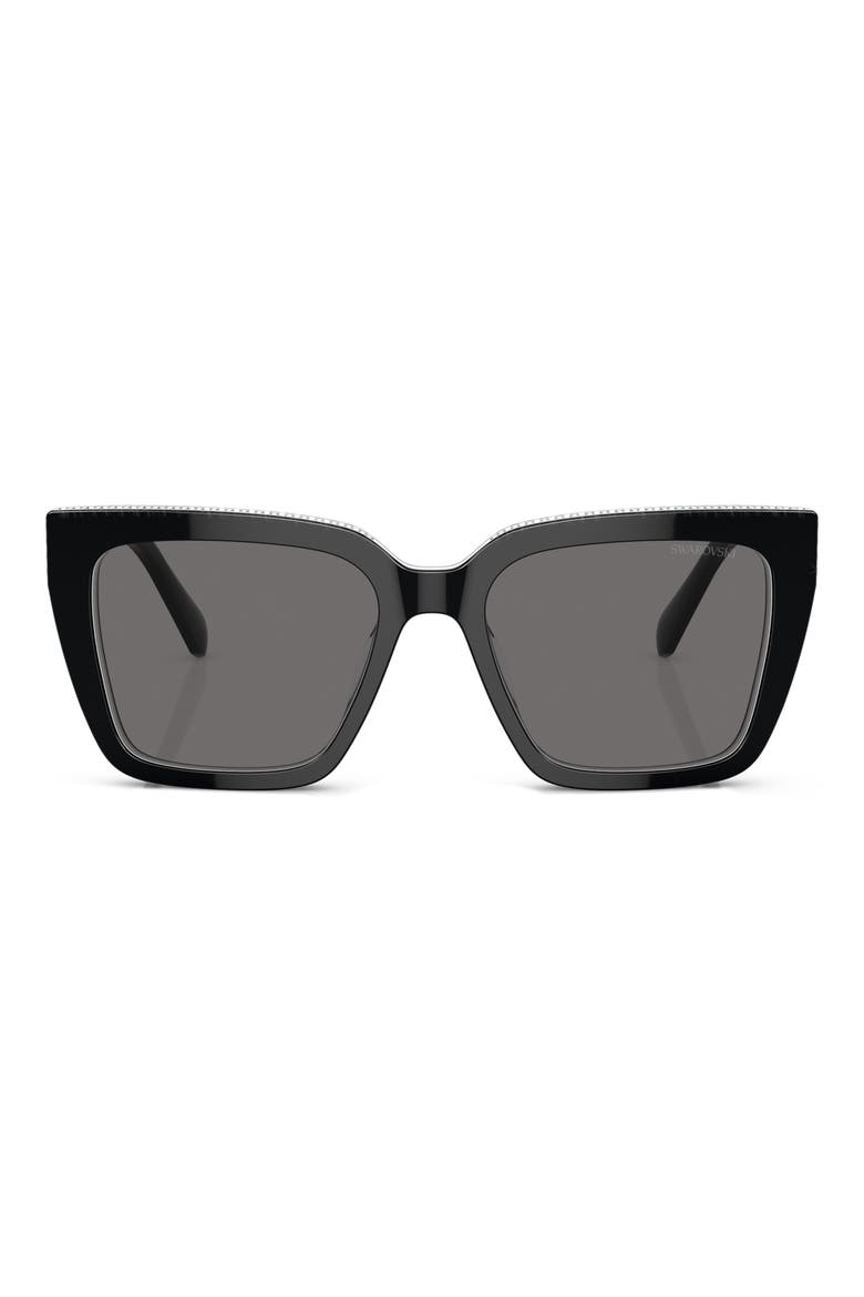 54mm Oversize Polarized Square Sunglasses, Main, color, BLACK
