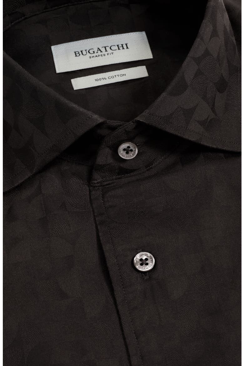 Alvin Shaped Fit Jacquard Button-Up Shirt, Alternate, color, BLACK