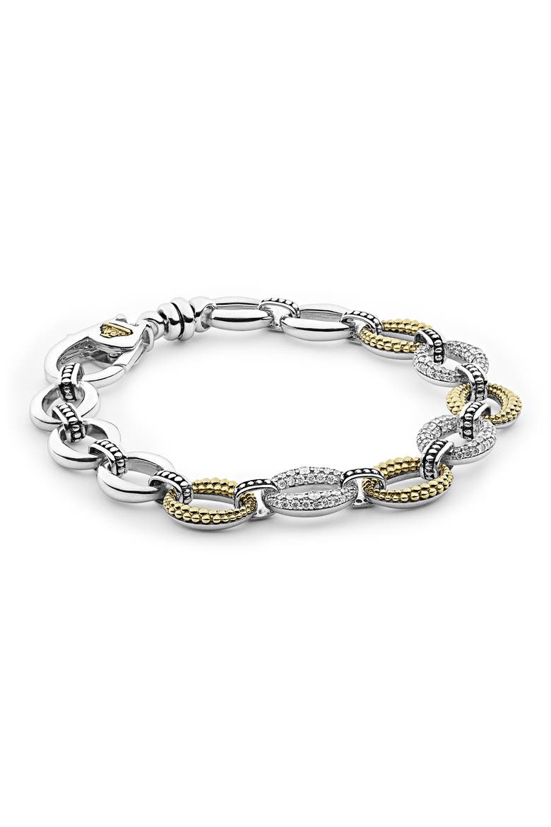 Caviar Lux Pavé Diamond Link Bracelet, Alternate, color, SILVER
