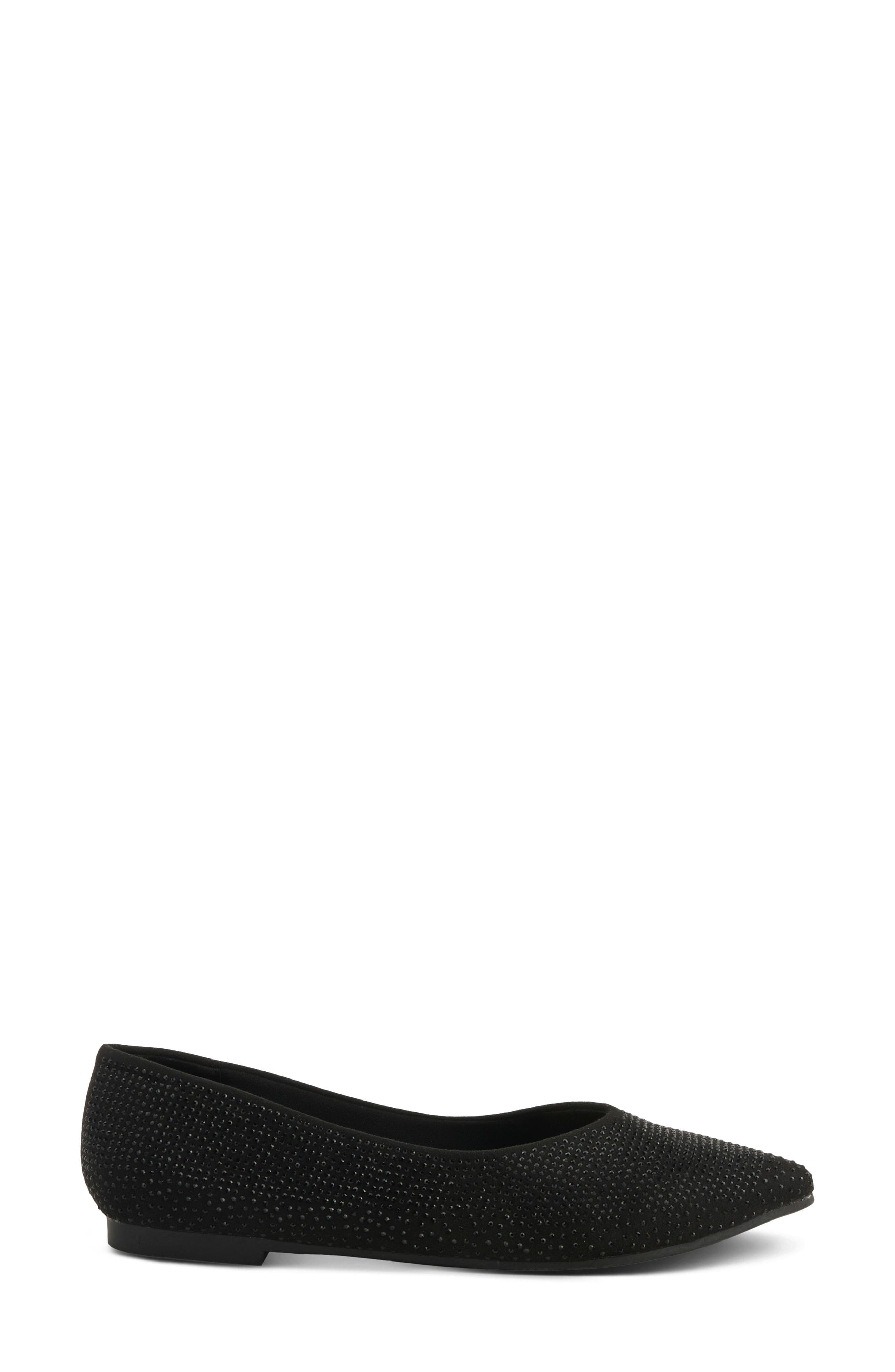 Lowen Rhinestone Embellished Flat, Alternate, color, BLACK