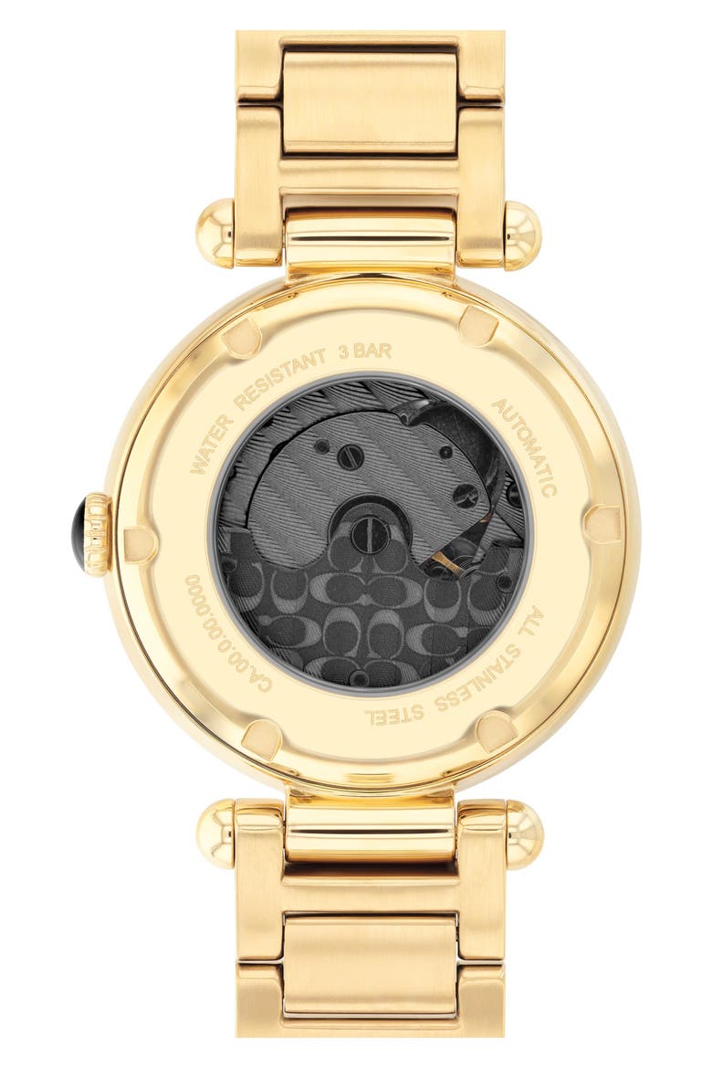 Cary Automatic Crystal Bezel Bracelet Watch, 34mm, Alternate, color, BLACK