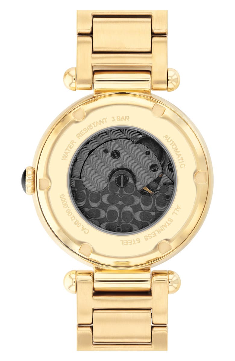 COACH Cary Automatic Crystal Bezel Bracelet Watch, 34mm, Alternate, color, Black