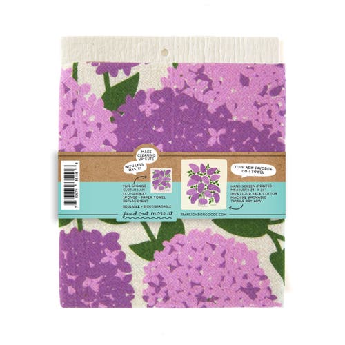 The Neighborgoods Lilacs Dish Towel + Sponge Cloth Gift Set In Multi