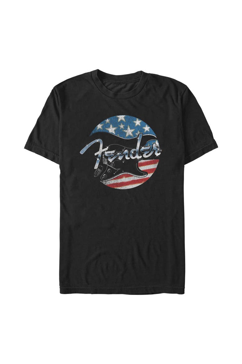 Men's Fender Distressed Black and White Flag Graphic T-Shirt, Main, color, Black - Circle Flag