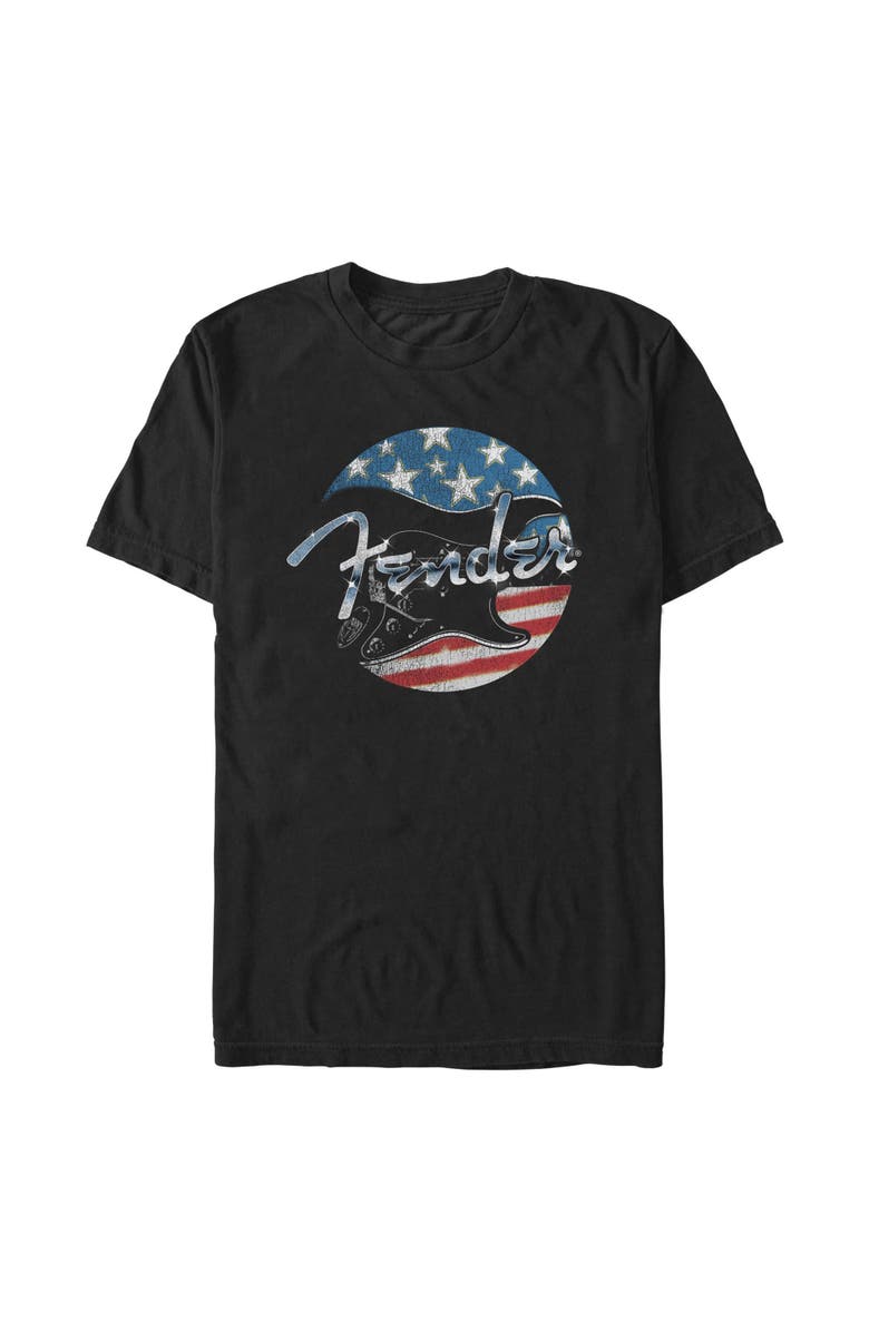 FENDER Men's Fender Distressed Black and White Flag  Graphic T-Shirt, Main, color, Black - Circle Flag