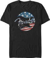 FENDER Men's Fender Distressed Black and White Flag Graphic T-Shirt