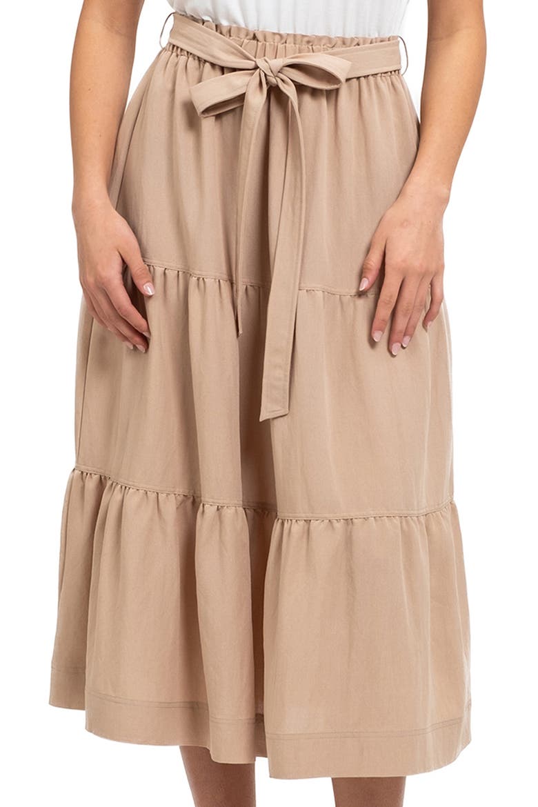 Tiered Midi Dress, Alternate, color, KHAKI