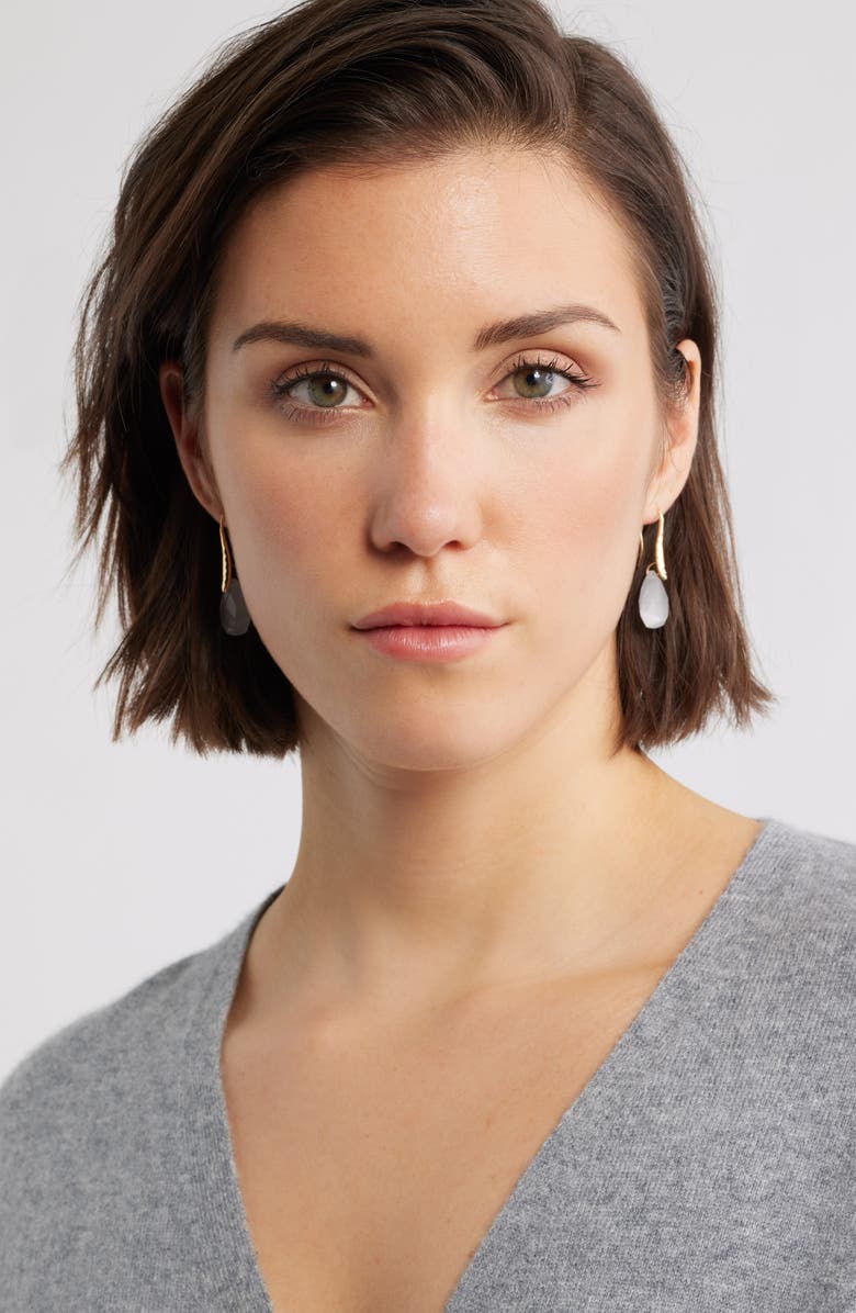Nordstrom Teardrop Semiprecious Stone Drop Earrings, Alternate, color, White- Gold