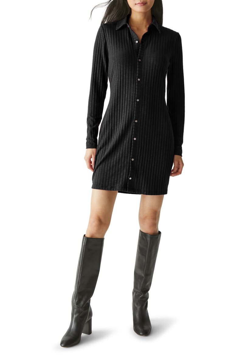 Kayla Long Sleeve Minidress, Main, color, BLACK