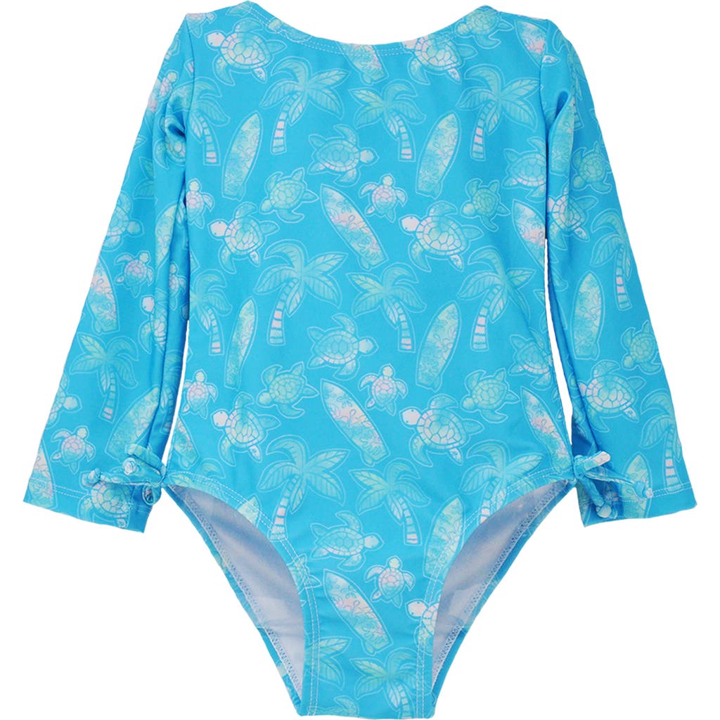 Flap Happy Girl's Upf 50+ Charlie Long Sleeverash Guard Swimsuit In Coco Beach Turtles