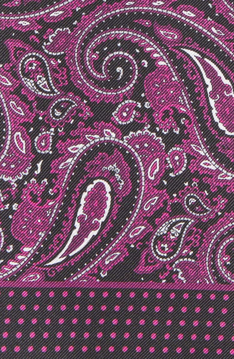 CLIFTON WILSON Fuschia Paisley Silk Pocket Square, Alternate, color, Fuschia