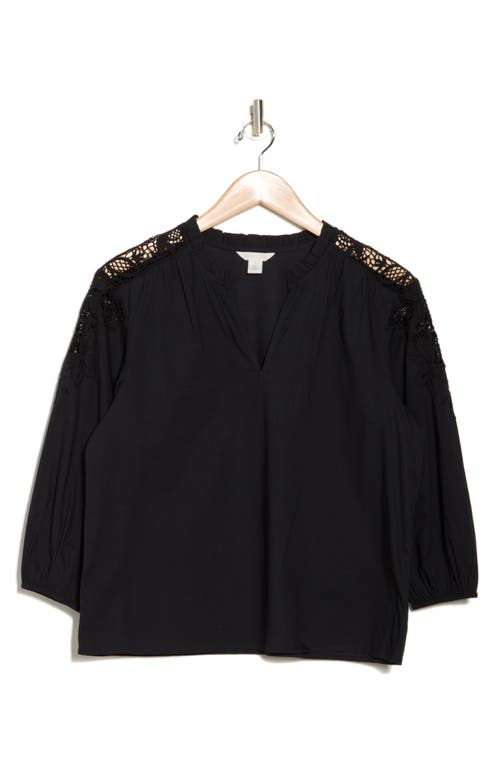 CASLON CASLON® EYELET LACE BALLOON SLEEVE COTTON POPLIN TOP
