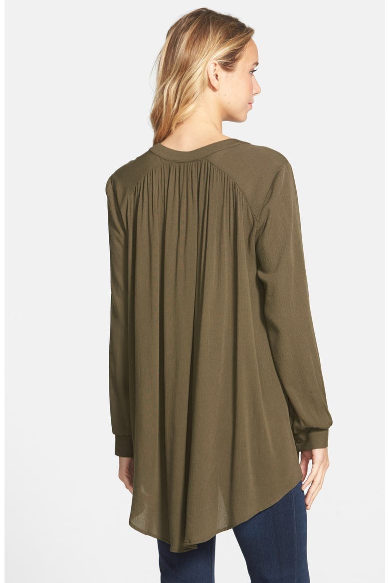 Clothing High/Low Tunic Blouse, Alternate, color, OLIVE NIGHT