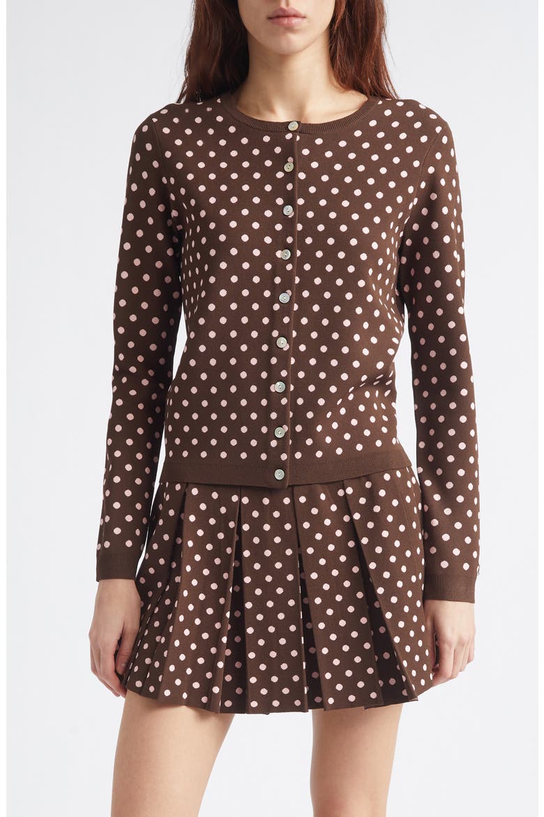 Fable Polka Dot Cardigan, Main, color, BROWN MULTI