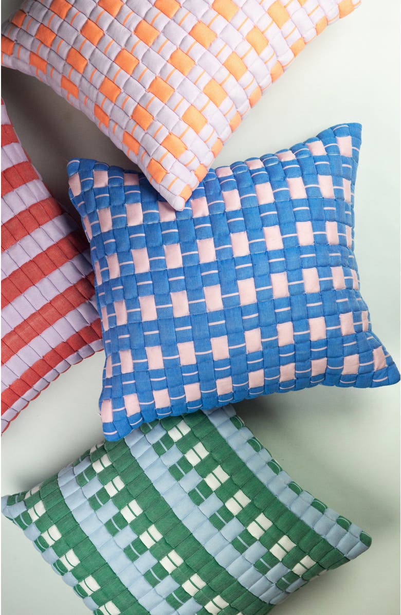 Archive New York Quilted Sujani Checkered Throw Pillow, Alternate, color, Blue