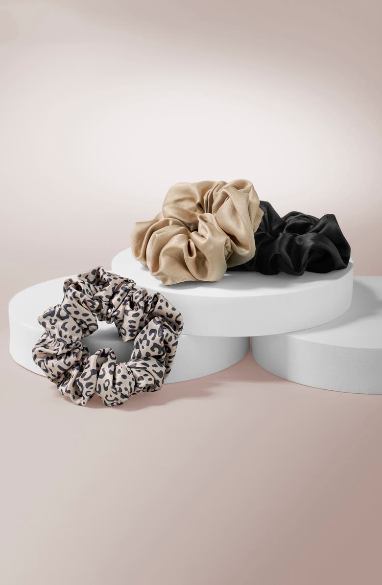 The Hair Edit 3-Pack Assorted Ruched Ribbon Hair Scrunchies, Alternate, color, 