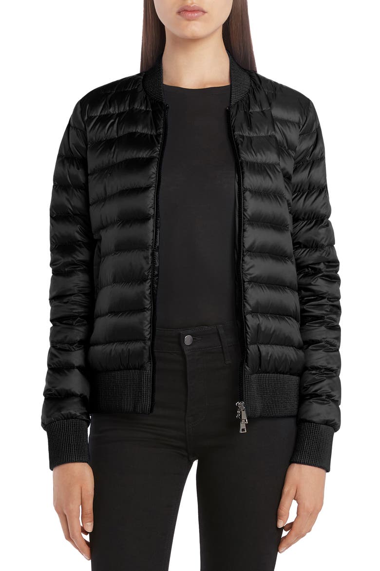 Abricot Down Bomber Jacket, Main, color, BLACK