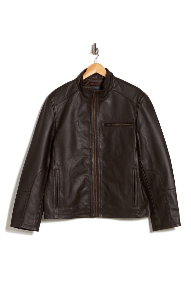 Classic Leather Moto Jacket, Alternate, color, JAVA