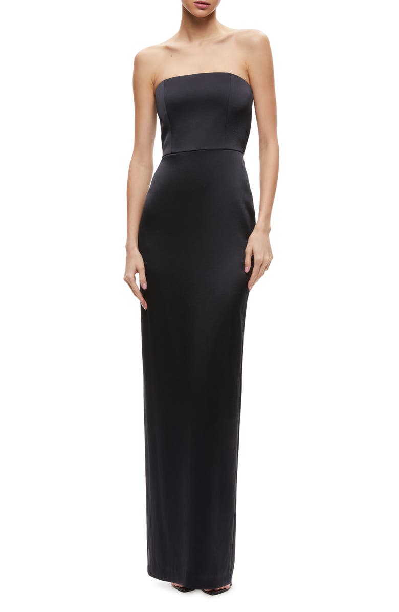 Alice + Olivia Doreen Strapless Satin Dress, Main, color,
